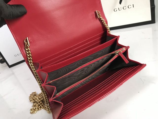 Gucci經典款女包 474575 古馳Marmont系列單肩鏈條包 Gucci全皮迷你小挎包  gqy3944